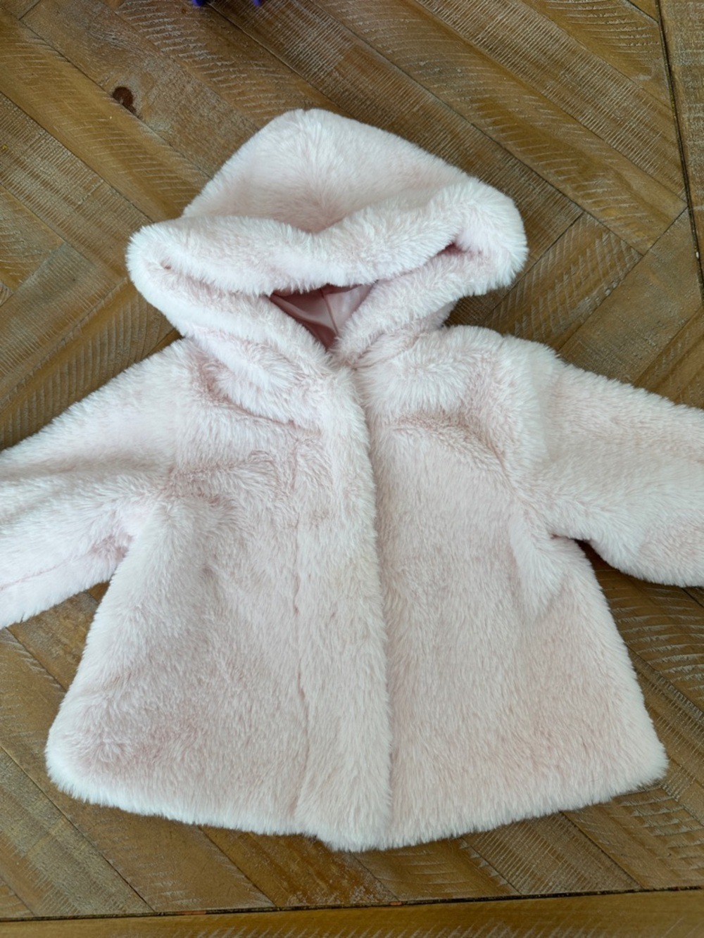 Baby Girl Plush Faux Fur Hooded Winter Jacket Coat